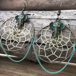 Elephant Dream Catcher Earrings - Handmade